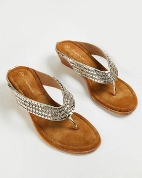 embellished open-toe slip-on flat sandals