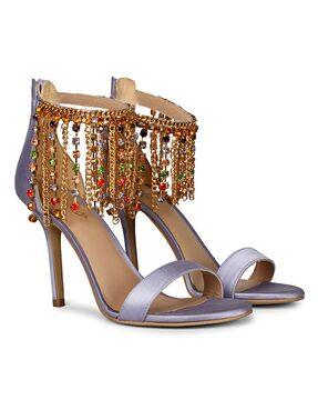 embellished open-toe stilettos