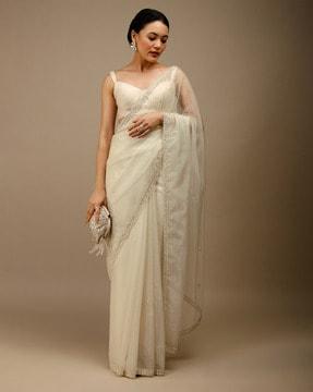 embellished organza saree