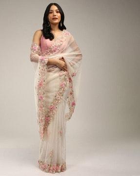 embellished organza saree