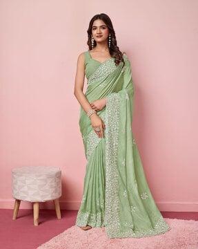 embellished organza saree