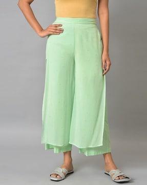 embellished palazzo with semi-elasticated waist