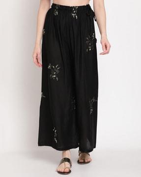 embellished palazzos with elasticated waist