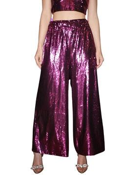 embellished palazzos with elasticated waist