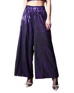 embellished palazzos with elasticated waist