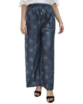 embellished palazzos with elasticated waist