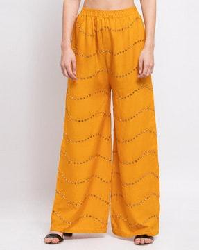 embellished palazzos with elasticated waistband