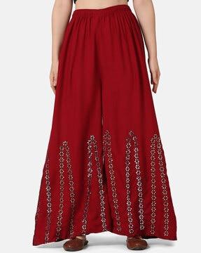 embellished palazzos with elasticated waistband