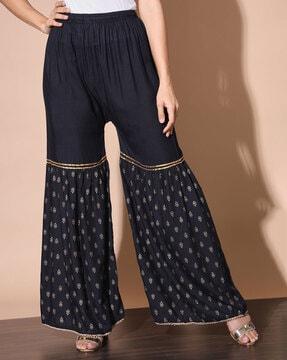 embellished palazzos with elasticated waistband