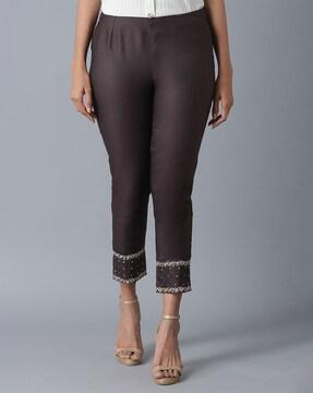 embellished pants with semi-elasticated waist