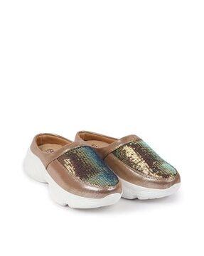 embellished pattern slip-on shoes