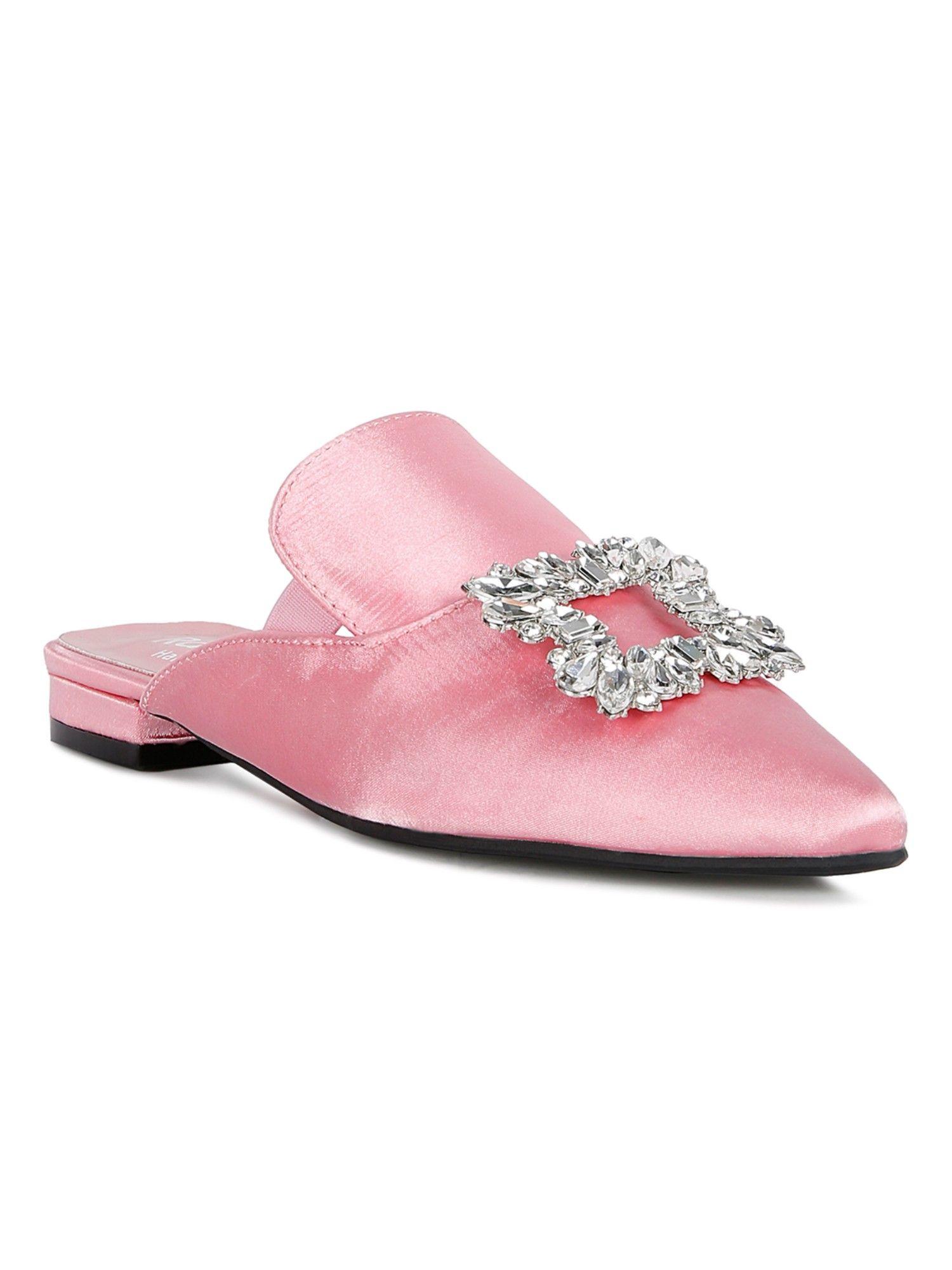 embellished pink mules