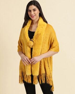 embellished poncho with fringes