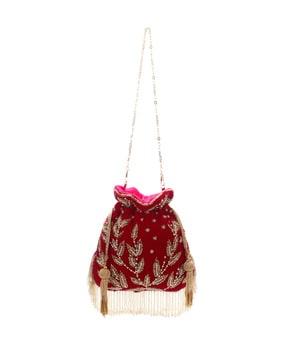 embellished potli bag with chain strap