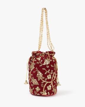 embellished potli bag with drawstring