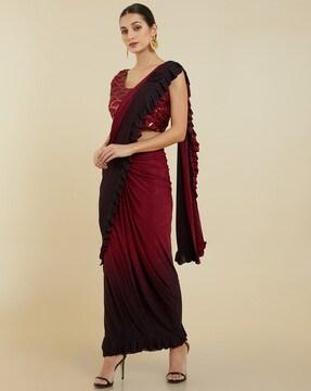 embellished pre-stitched crepe saree