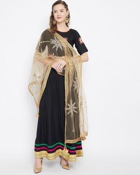 embellished print net dupatta