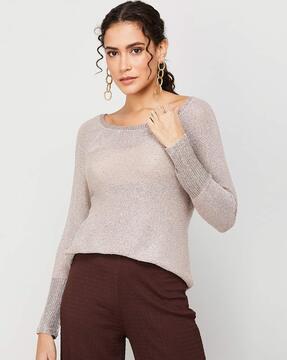 embellished pullover sweater with back tie-up