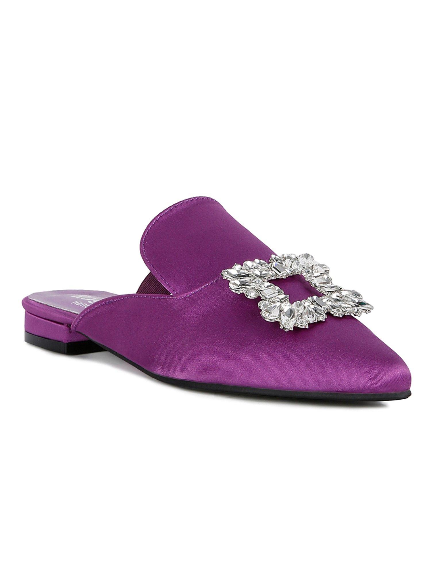 embellished purple mules