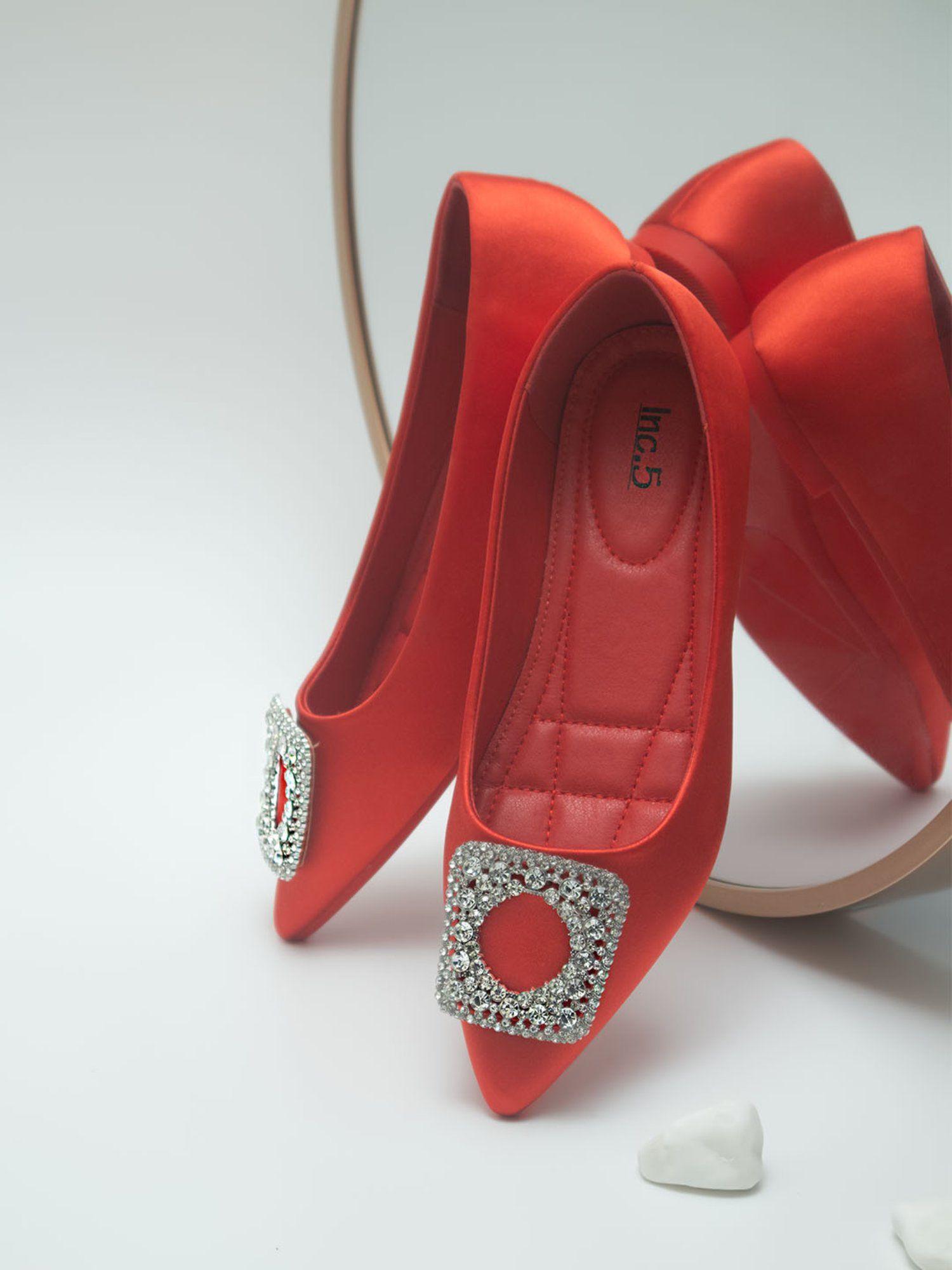 embellished red ballerinas