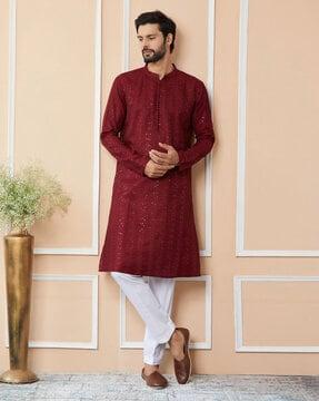 embellished regular fit kurta