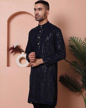 embellished regular fit long kurta