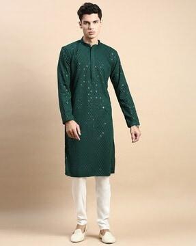 embellished regular fit long kurta