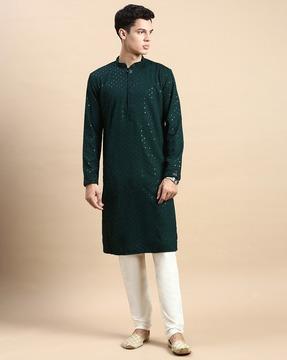 embellished regular fit long kurta