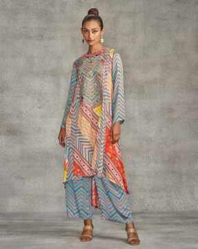 embellished round-neck a-line kurta