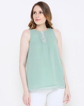 embellished round-neck a-line tunic