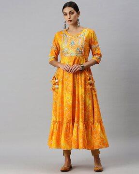 embellished round-neck anarkali kurta