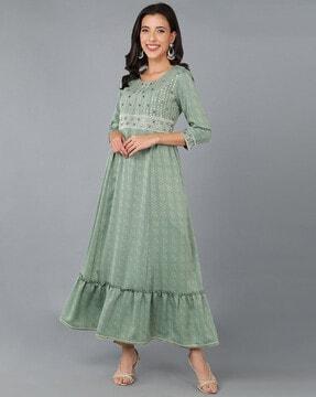 embellished round-neck anarkali kurta