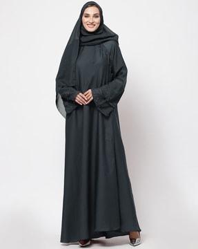 embellished round-neck burqa with scarf