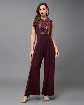 embellished round-neck jumpsuit