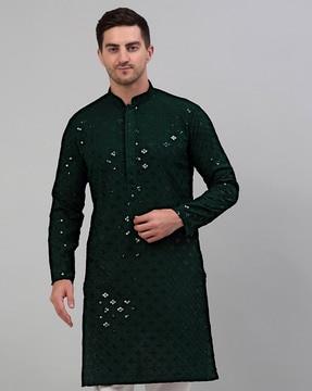 embellished round-neck long kurta