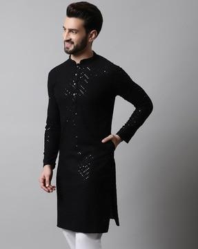 embellished round-neck long kurta