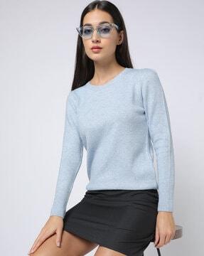 embellished round-neck pullover