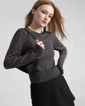 embellished round-neck pullover