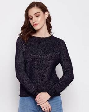 embellished round-neck sweater