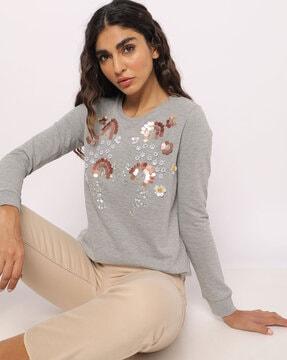 embellished round-neck sweatshirt