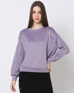 embellished round-neck sweatshirt