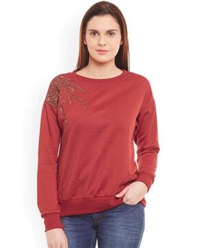 embellished round-neck sweatshirt