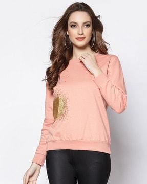 embellished round-neck sweatshirt