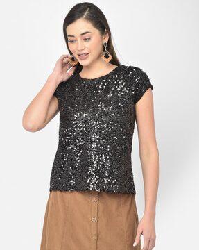 embellished round-neck top