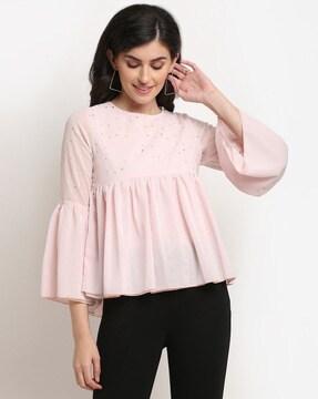 embellished round-neck top