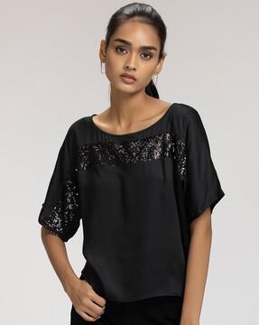 embellished round-neck top