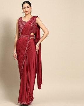 embellished saree with blouse piece