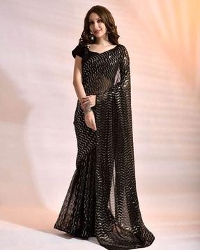 embellished saree with blouse piece
