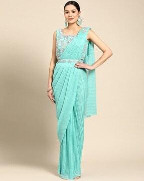 embellished saree with blouse piece