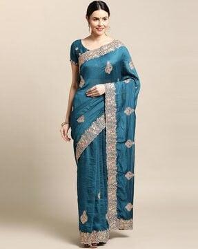 embellished saree with blouse piece